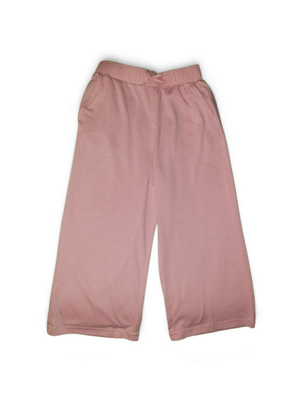 Girls 3 year pink wide-leg pants feature a high, elasticized waistband/pockets.